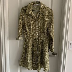 Zara olive dress paisley print shirt dress